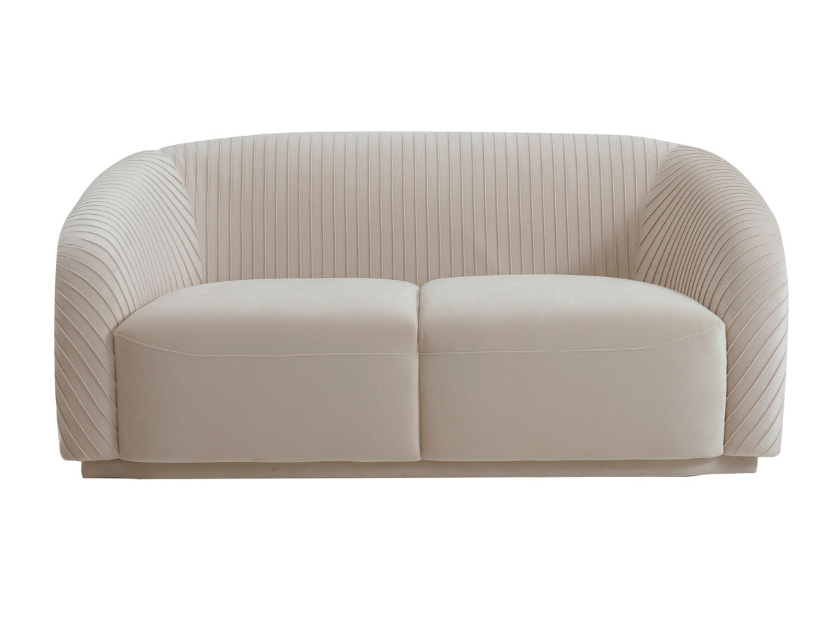 Yara Pleated Beige Velvet Sofa and Loveseat Set - Inspire Me! Home Decor Collection | TOV