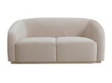 Yara Pleated Beige Velvet Sofa and Loveseat Set - Inspire Me! Home Decor Collection | TOV