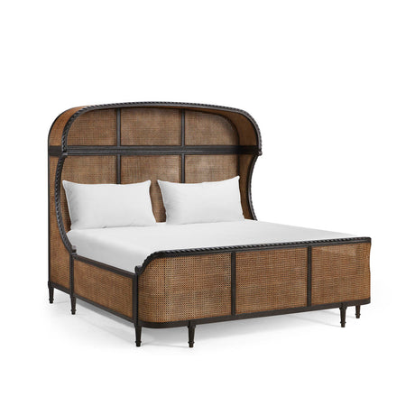 Tangiers King Shelter Bed – Ebonized Oak with Cane Detailing | Jonathan Charles