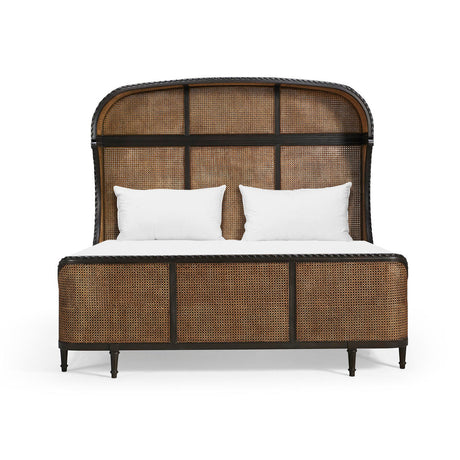 Tangiers King Shelter Bed – Ebonized Oak with Cane Detailing | Jonathan Charles