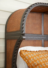Tangiers King Shelter Bed – Ebonized Oak with Cane Detailing | Jonathan Charles