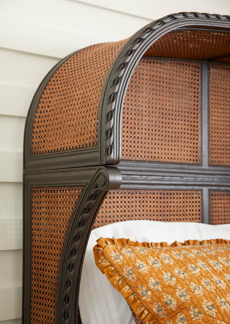Tangiers King Shelter Bed – Ebonized Oak with Cane Detailing | Jonathan Charles