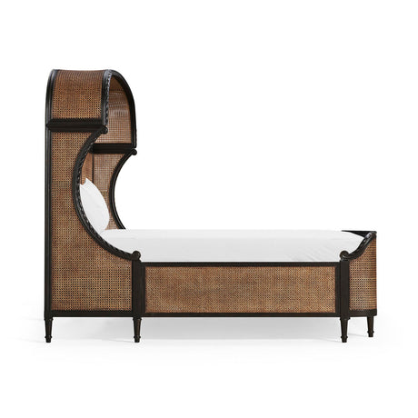 Tangiers King Shelter Bed – Ebonized Oak with Cane Detailing | Jonathan Charles