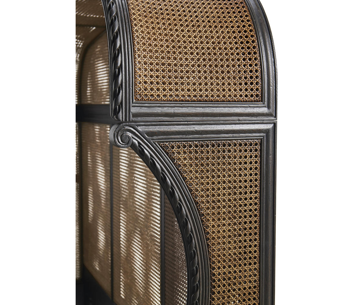 Tangiers King Shelter Bed – Ebonized Oak with Cane Detailing | Jonathan Charles