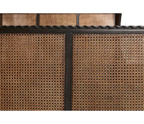 Tangiers King Shelter Bed – Ebonized Oak with Cane Detailing | Jonathan Charles