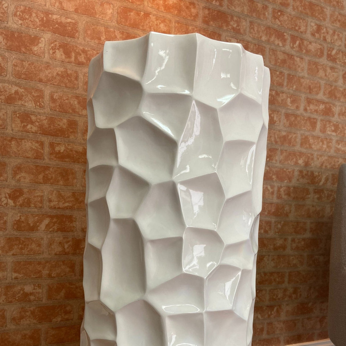 36 inch Textured Honeycomb Vase - White - C19W - image - 3