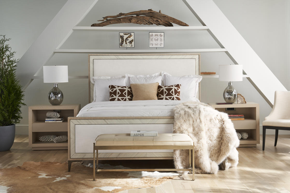 Tideline Bone & Linen-Blend Upholstered Bed | Jonathan Charles Fine Furniture