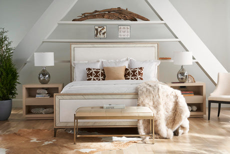Tideline Bone & Linen-Blend Upholstered Bed | Jonathan Charles Fine Furniture