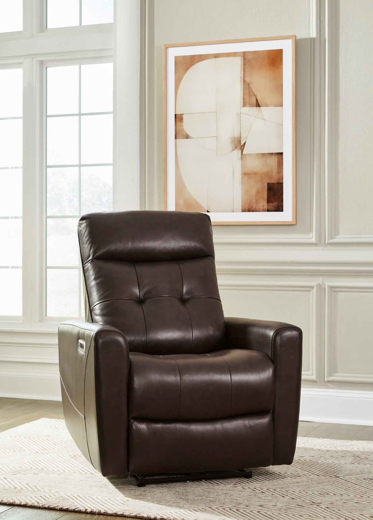 Ashley Chocolate Pisgham PWR Recliner/ADJ Headrest - Leather | Home Elegance USA