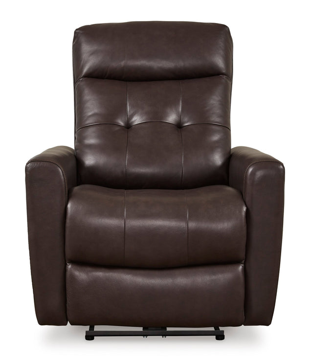 Ashley Chocolate Pisgham PWR Recliner/ADJ Headrest - Leather | Home Elegance USA