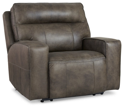 Ashley Concrete Game Plan Wide Seat Power Recliner - Leather