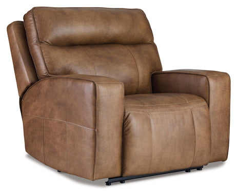 Ashley Caramel Game Plan Wide Seat Power Recliner - Leather - U1520682 - Home Elegance USA - 2