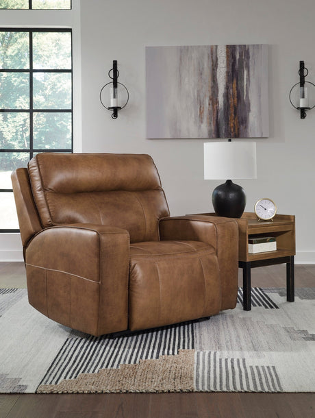 Ashley Caramel Game Plan Wide Seat Power Recliner - Leather - U1520682 - Home Elegance USA - 4