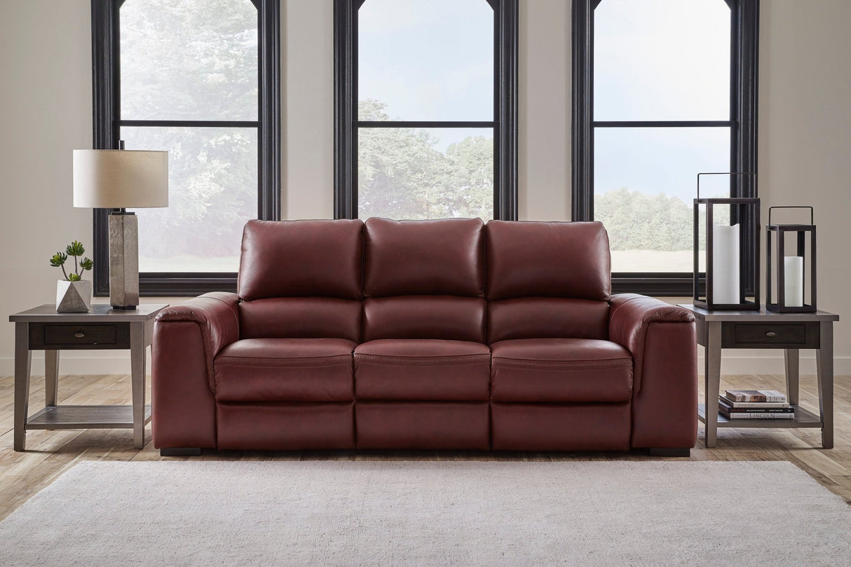 Alessandro Power Reclining Sofa with Adjustable Headrests in Garnet by Ashley | Home Elegance USA