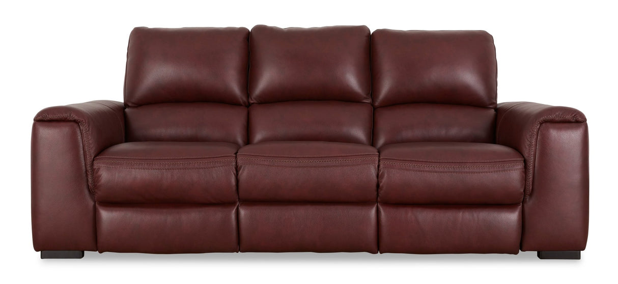 Alessandro Power Reclining Sofa with Adjustable Headrests in Garnet by Ashley | Home Elegance USA