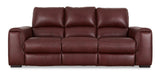 Alessandro Power Reclining Sofa with Adjustable Headrests in Garnet by Ashley | Home Elegance USA