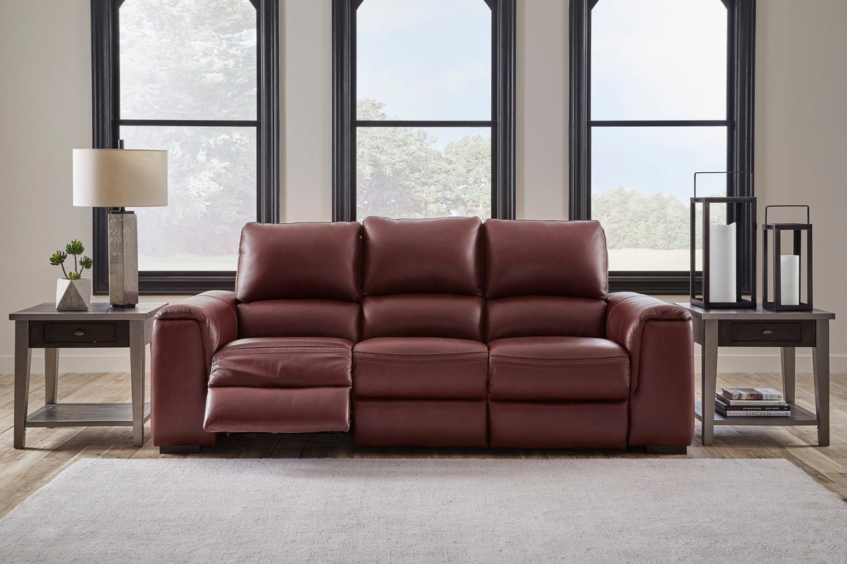 Alessandro Power Reclining Sofa with Adjustable Headrests in Garnet by Ashley | Home Elegance USA