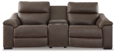 Ashley Chocolate Salvatore U26301S2 3-Piece Power Reclining Sectional Loveseat with Console
