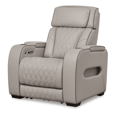 Ashley Gray Boyington PWR Recliner/ADJ Headrest - Leather - U2710513 - Home Elegance USA - 2