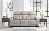 Boyington Power Reclining Sofa in Gray Leather | Ashley | Home Elegance USA