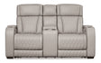 Ashley Gray Boyington PWR REC Loveseat/CON/ADJ HDRST - Leather - Home Elegance USA