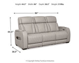 Boyington Power Reclining Sofa in Gray Leather | Ashley - U2710515 - Home Elegance USA - 12