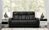 Boyington Power Reclining Sofa with Adjustable Headrests in Black Leather by Ashley