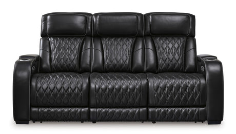 Boyington Power Reclining Sofa with Adjustable Headrests in Black Leather by Ashley - U2710615 - Home Elegance USA - 1