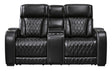 Ashley Boyington Power Reclining Loveseat Black Leather with Console & Massage - Home Elegance USA