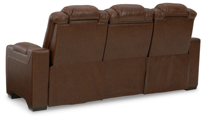 Power Reclining Sofa Backtrack Chocolate Leather - Ashley - Home Elegance USA