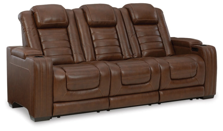 Power Reclining Sofa Backtrack Chocolate Leather - Ashley