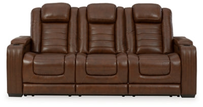 Ashley Chocolate Backtrack PWR REC Sofa with ADJ Headrest - Leather