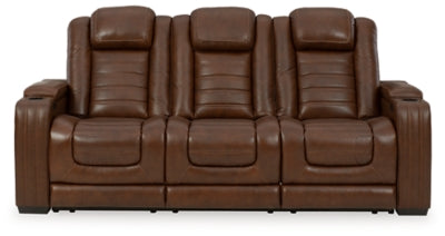 Power Reclining Sofa Backtrack Chocolate Leather - Ashley - Home Elegance USA