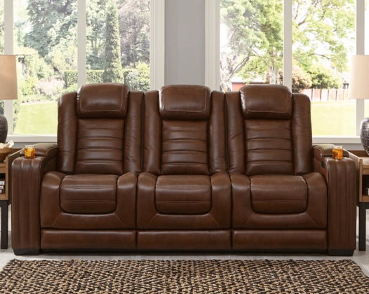 Power Reclining Sofa Backtrack Chocolate Leather - Ashley