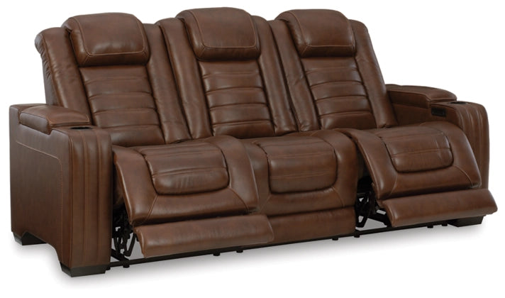 Power Reclining Sofa Backtrack Chocolate Leather - Ashley