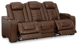 Power Reclining Sofa Backtrack Chocolate Leather - Ashley - Home Elegance USA