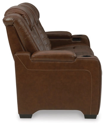 Power Reclining Sofa Backtrack Chocolate Leather - Ashley - Home Elegance USA