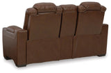 Ashley Chocolate Backtrack PWR REC Loveseat/CON/ADJ HDRST - Leather | Home Elegance USA