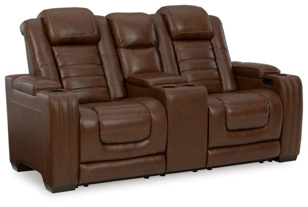 Ashley Chocolate Backtrack PWR REC Loveseat/CON/ADJ HDRST - Leather | Home Elegance USA