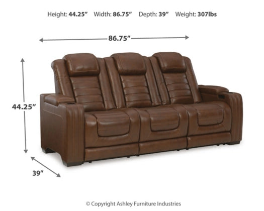 Power Reclining Sofa Backtrack Chocolate Leather - Ashley