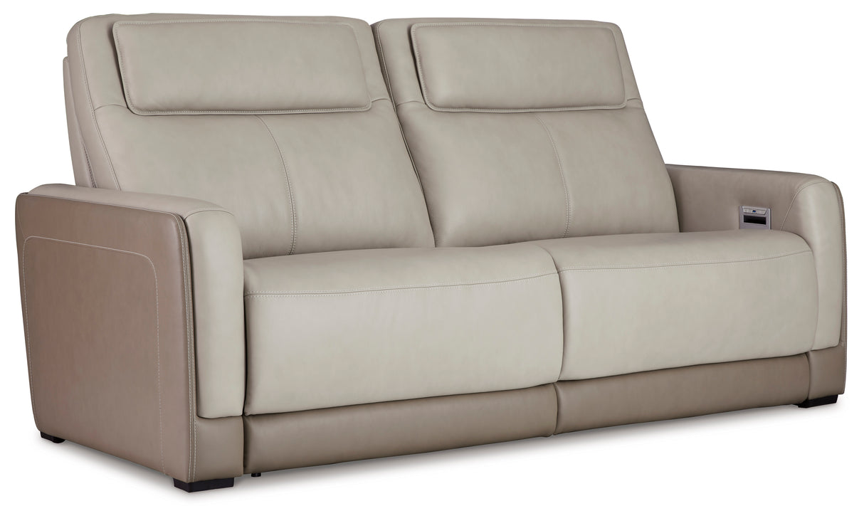 Power Reclining Sofa Battleville Leather Almond - Ashley - image 3