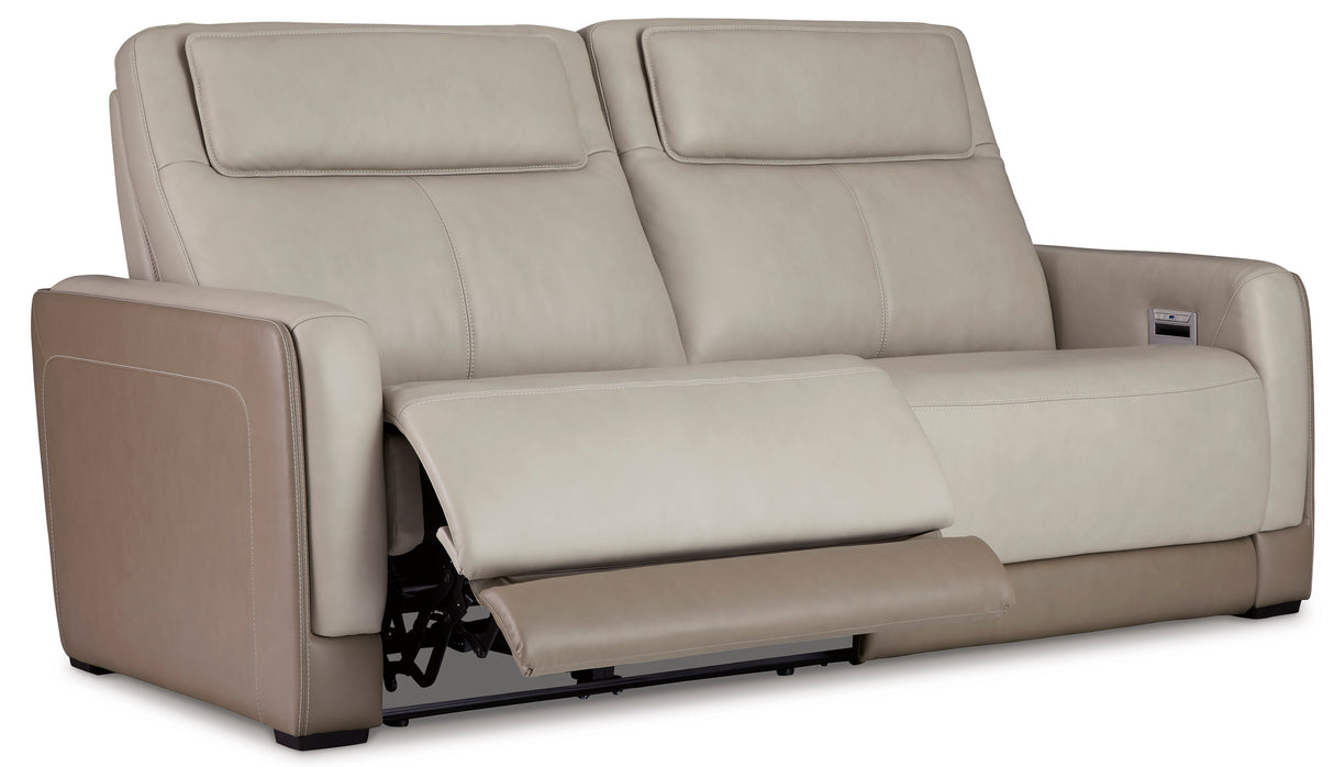 Power Reclining Sofa Battleville Leather Almond - Ashley - image 4