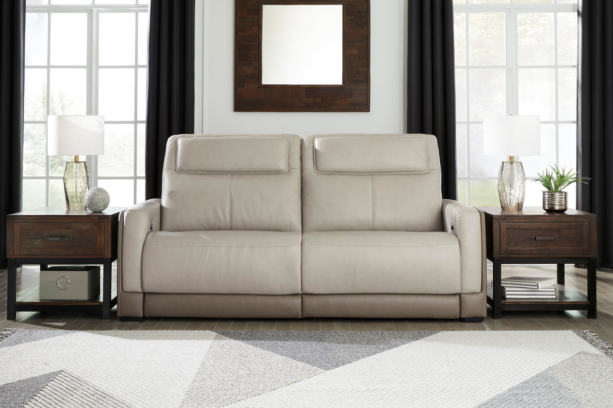 Power Reclining Sofa Battleville Leather Almond - Ashley - image 2