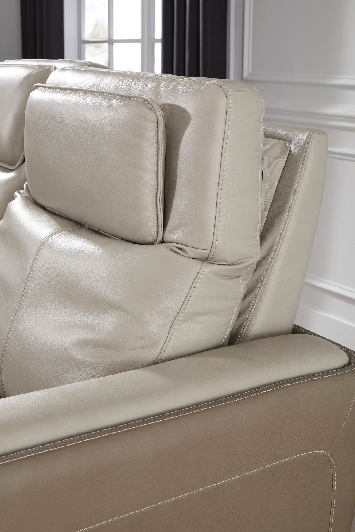 Power Reclining Sofa Battleville Leather Almond - Ashley - image 6