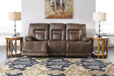 Wurstrow Power Reclining Sofa with Adjustable Headrests in Umber Leather by Ashley