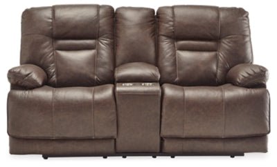 Ashley Umber Wurstrow PWR REC Loveseat/CON/ADJ HDRST - Leather | Home Elegance USA