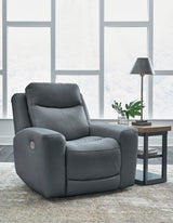 Sillón reclinable eléctrico Ashley Steel Mindanao con reposacabezas ajustable - Cuero