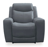 Sillón reclinable eléctrico Ashley Steel Mindanao con reposacabezas ajustable - Cuero
