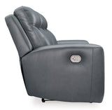 Power Reclining Sofa Steel Mindanao Adjustable Headrest Gray Leather - Ashley - Home Elegance USA