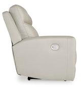 Power Reclining Sofa Coconut Mindanao Adjustable Headrest White Leather - Ashley